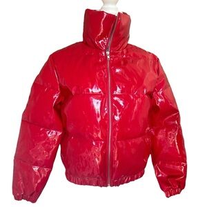 PrettyLittleThing Red Vinyl Puffer